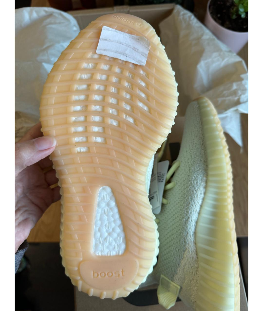 ADIDAS YEEZY Желтые синтетические кроссовки, фото 4