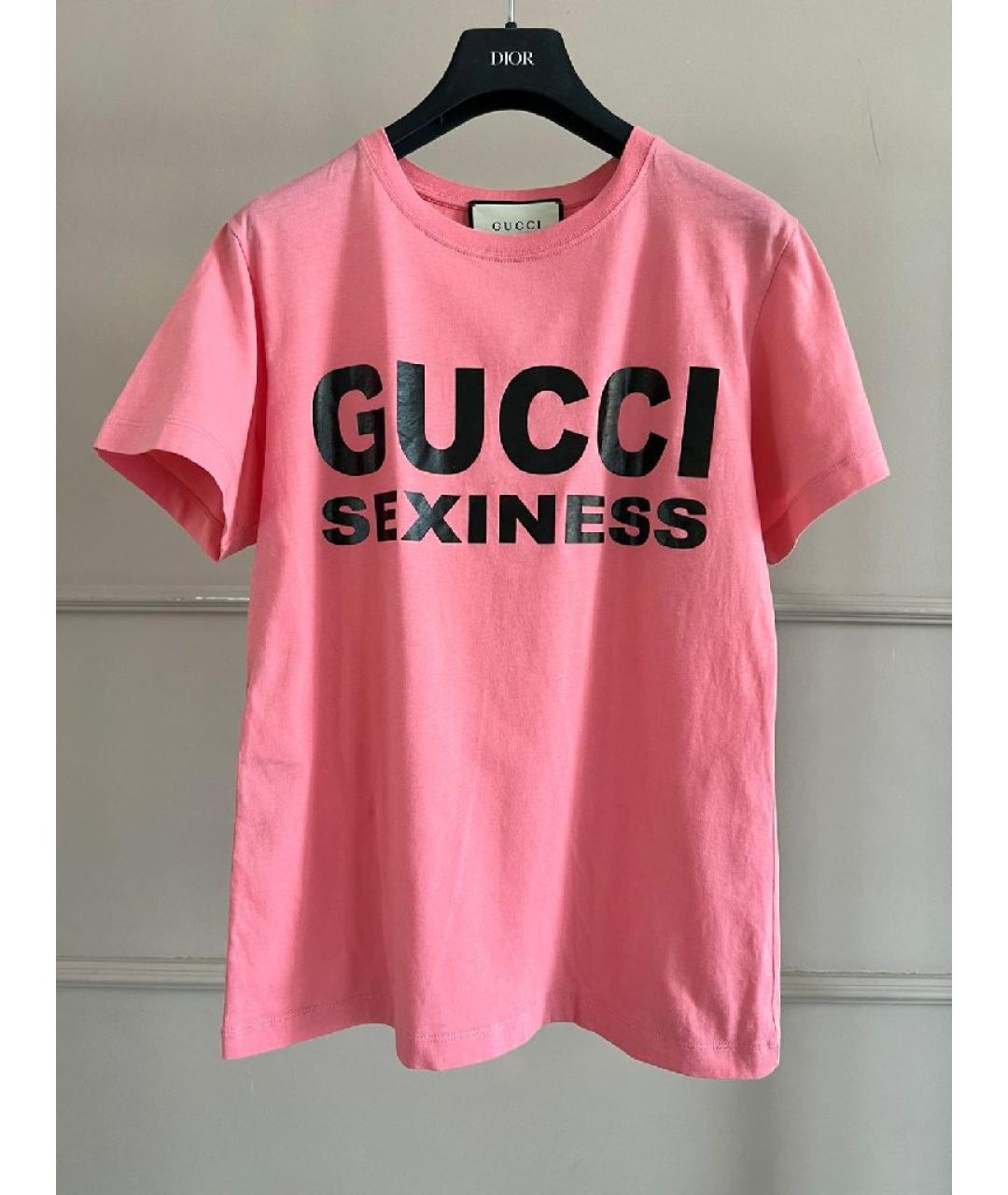 GUCCI Коралловая хлопковая футболка, фото 10