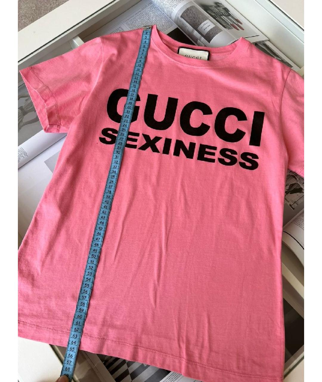 GUCCI Коралловая хлопковая футболка, фото 5