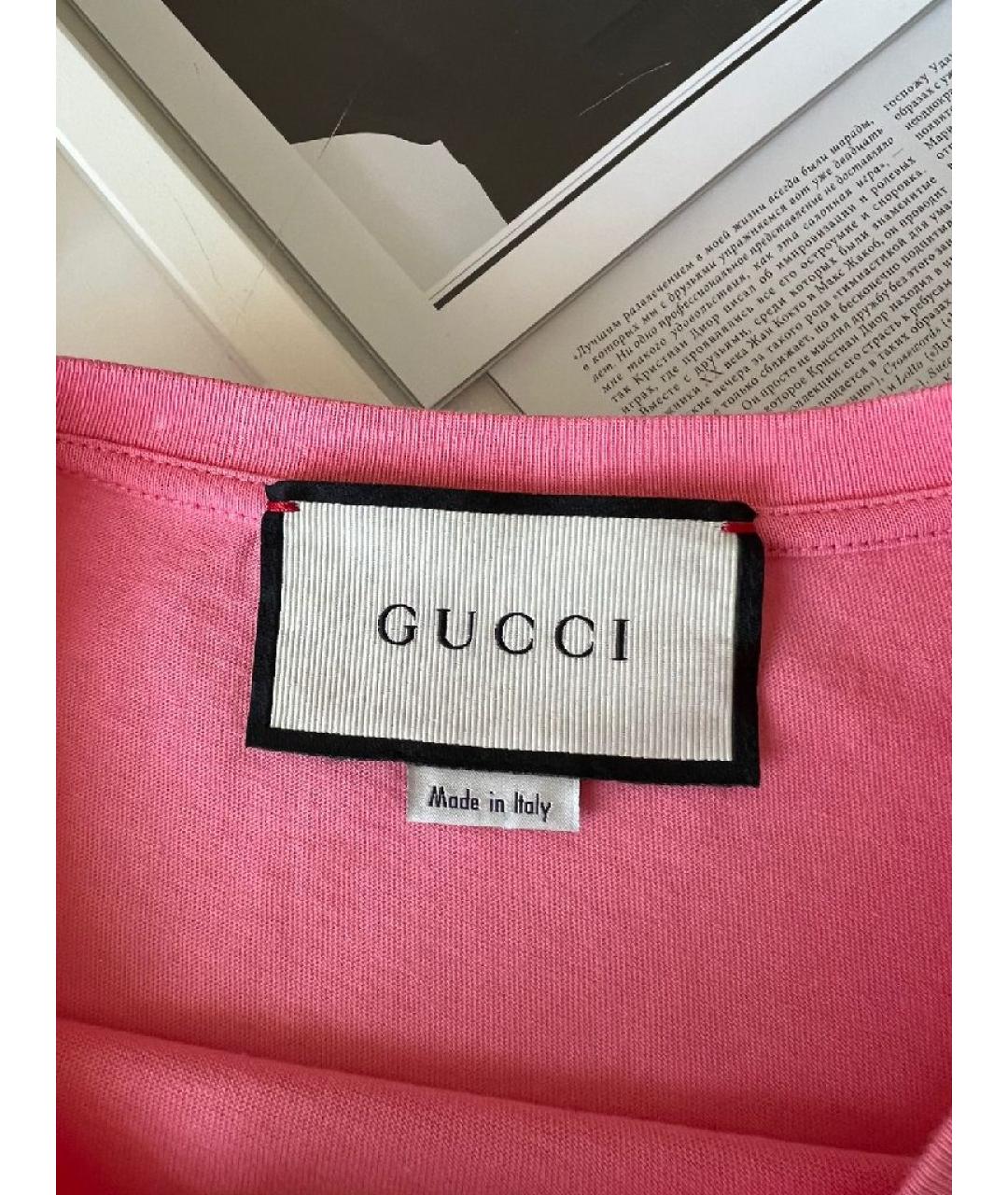 GUCCI Коралловая хлопковая футболка, фото 7