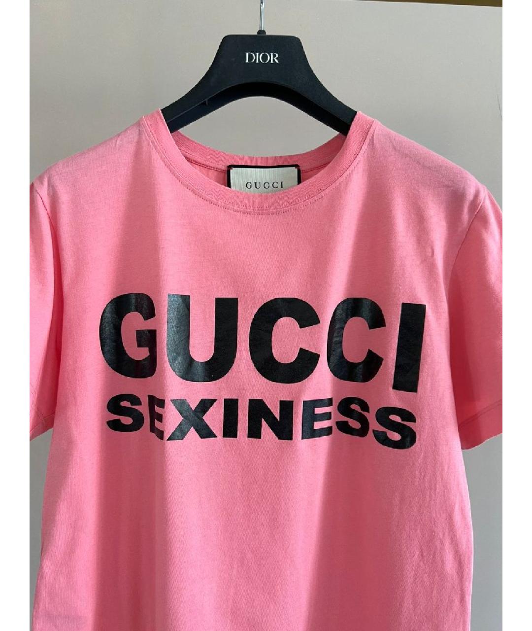 GUCCI Коралловая хлопковая футболка, фото 3