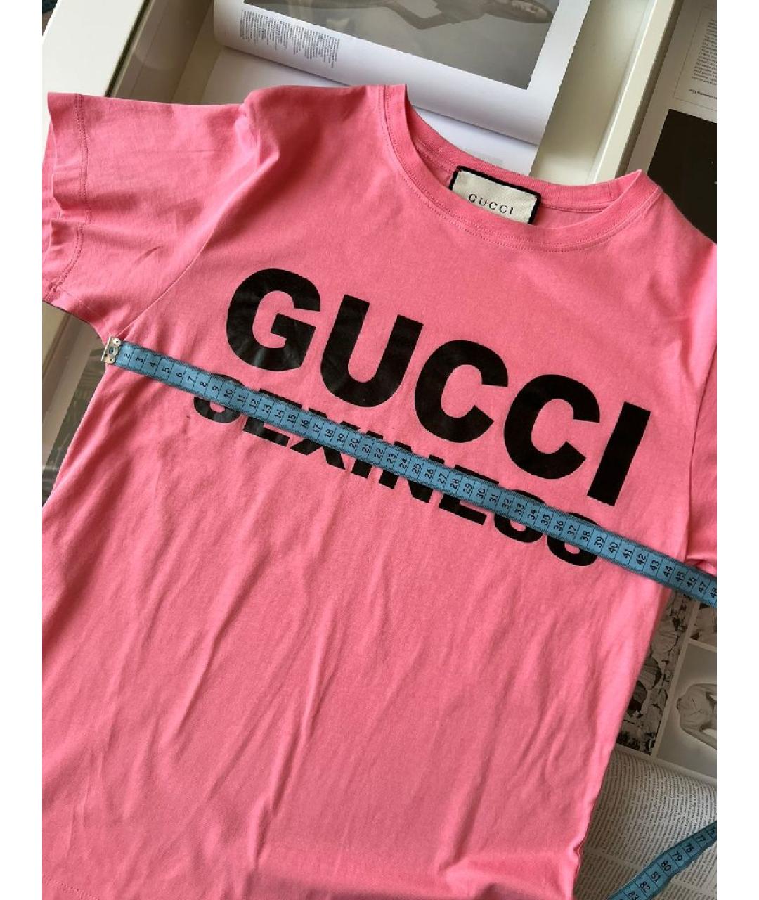 GUCCI Коралловая хлопковая футболка, фото 6