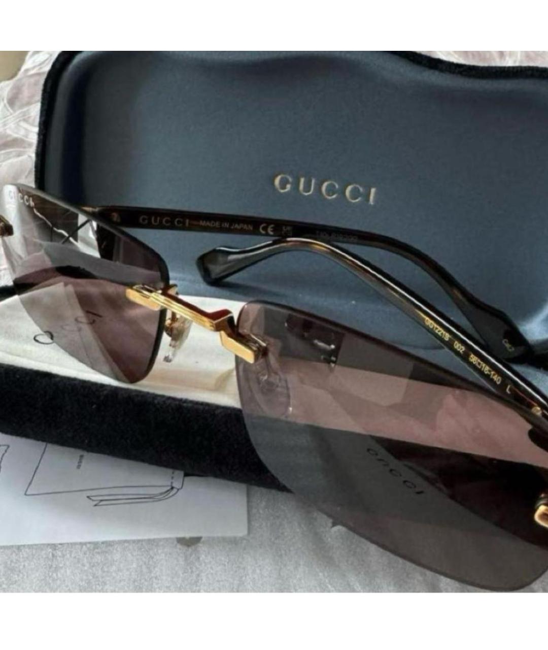 GUCCI Коричневые металлические солнцезащитные очки, фото 4