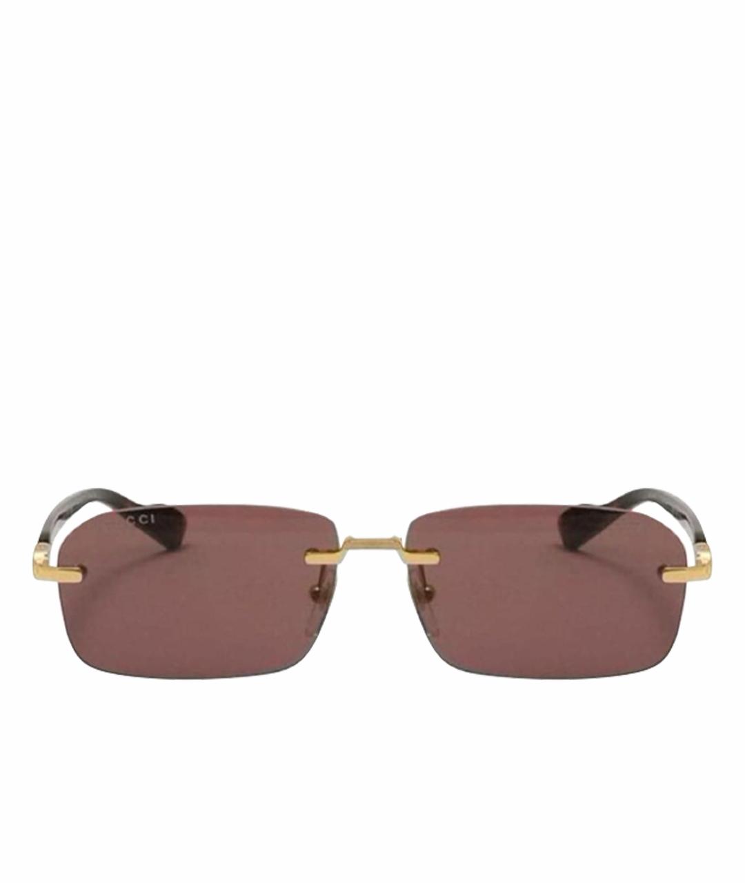 GUCCI Коричневые металлические солнцезащитные очки, фото 1