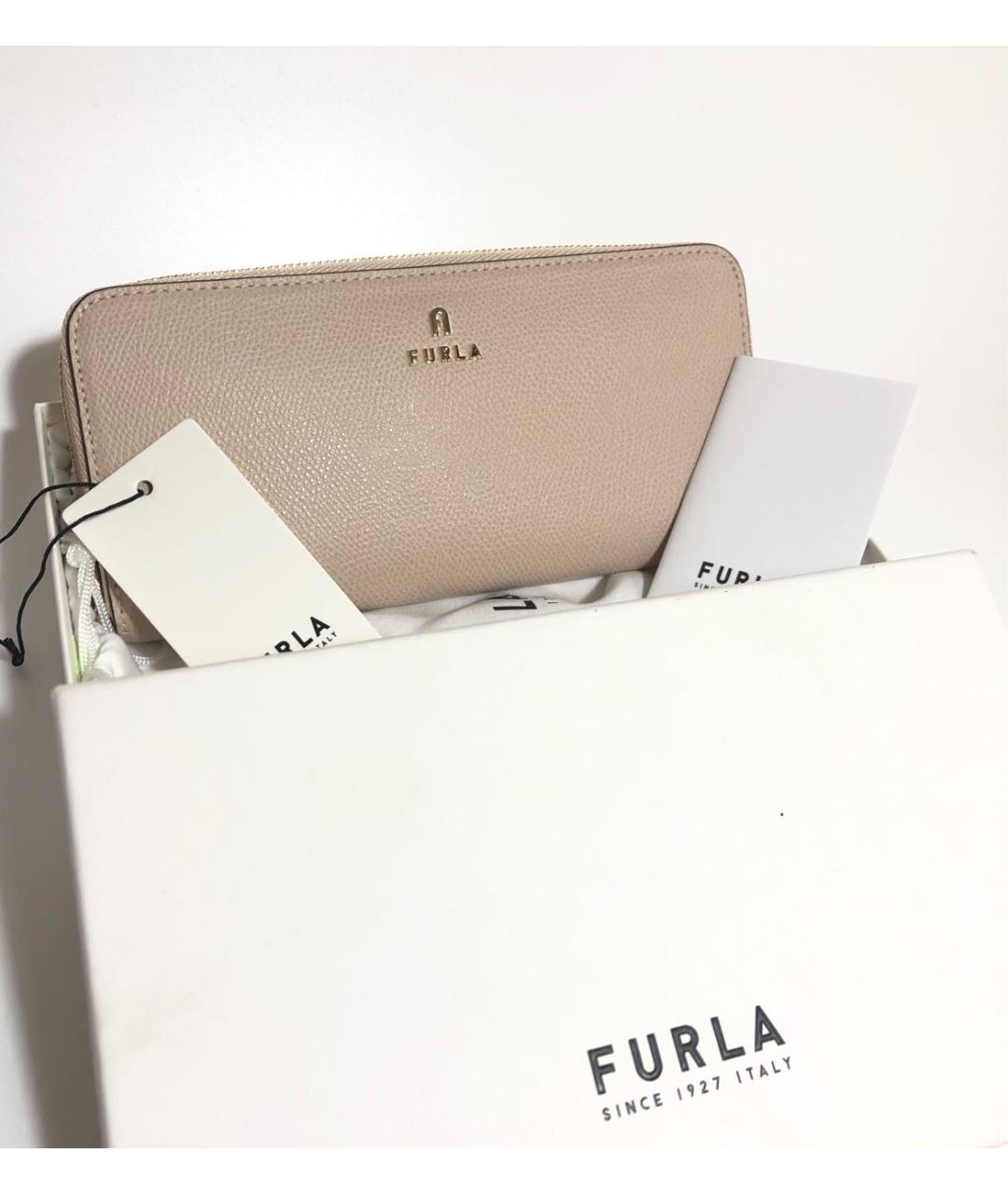 FURLA Бежевый кожаный кошелек, фото 5
