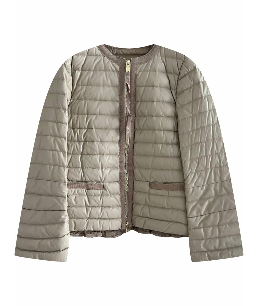 MONCLER Бежевая кожаная куртка, фото 1