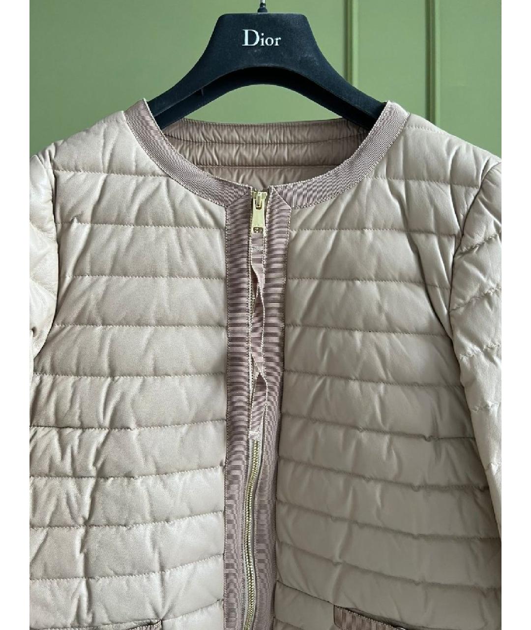 MONCLER Бежевая кожаная куртка, фото 3
