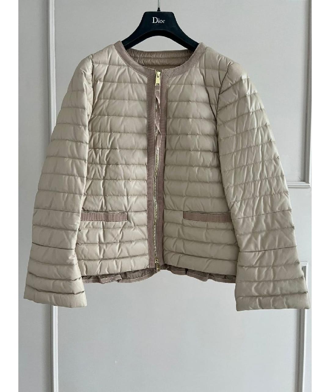 MONCLER Бежевая кожаная куртка, фото 10