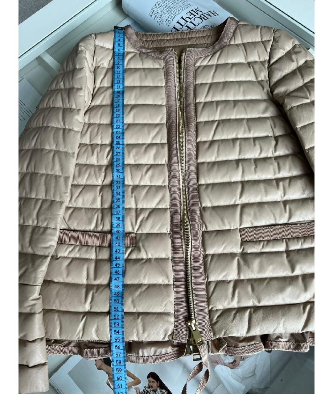 MONCLER Бежевая кожаная куртка, фото 5