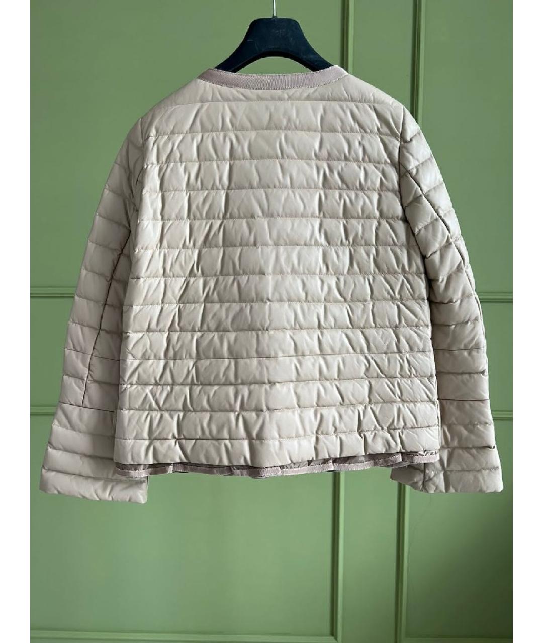 MONCLER Бежевая кожаная куртка, фото 2