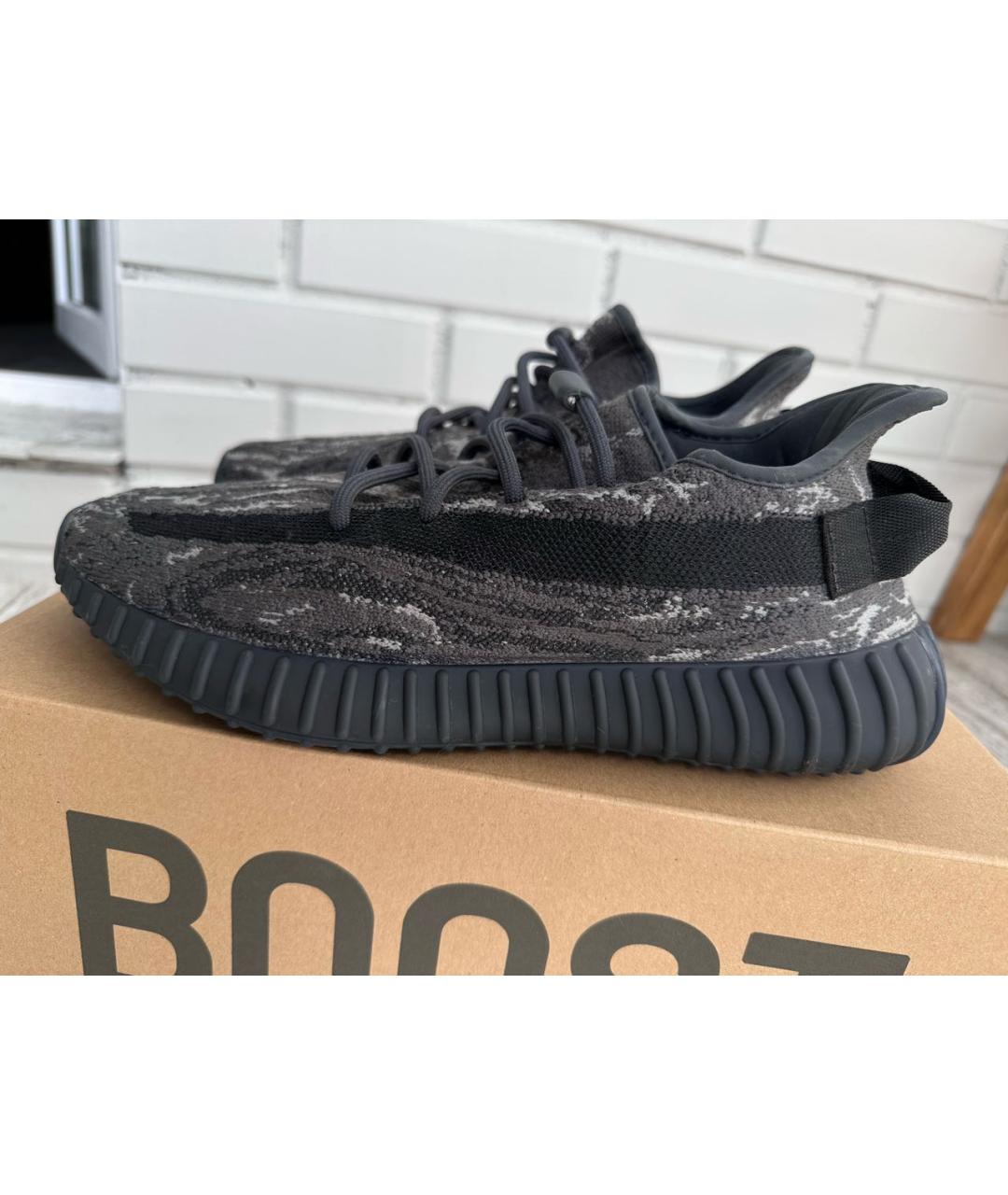 ADIDAS YEEZY Антрацитовые текстильные низкие кроссовки / кеды, фото 5