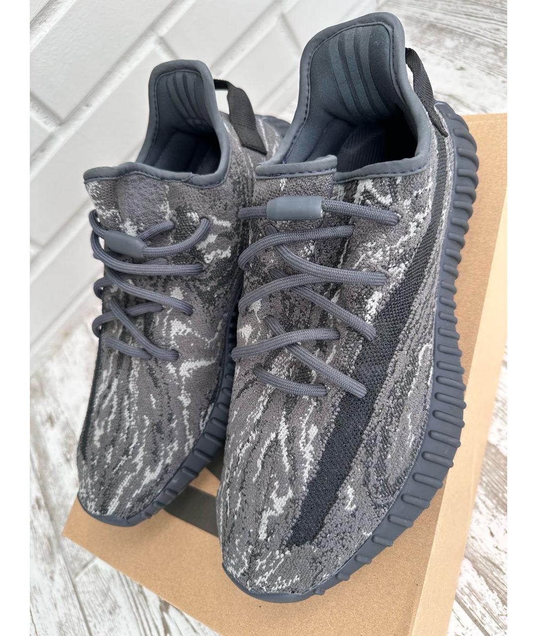 ADIDAS YEEZY Антрацитовые текстильные низкие кроссовки / кеды, фото 6