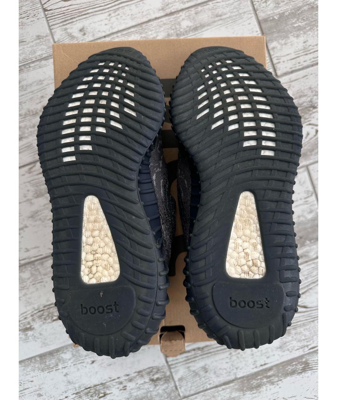 ADIDAS YEEZY Антрацитовые текстильные низкие кроссовки / кеды, фото 3