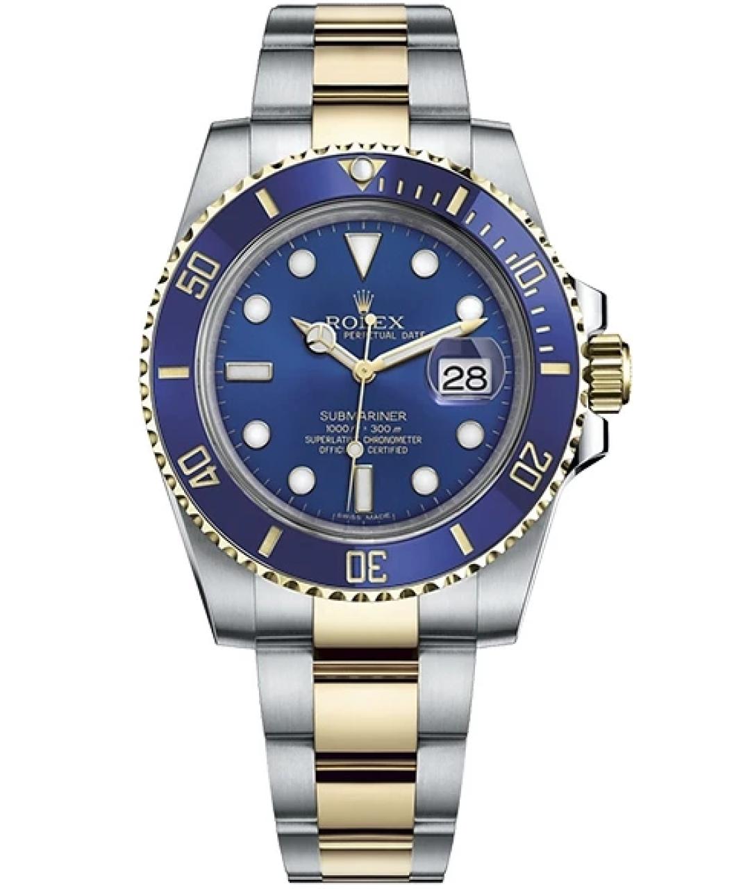 ROLEX Темно-синие часы из желтого золота, фото 7