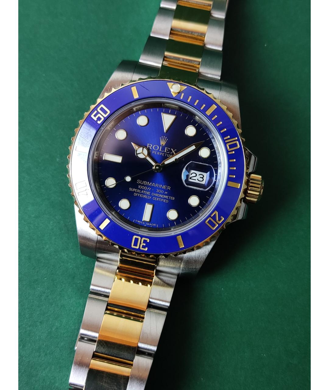 ROLEX Темно-синие часы из желтого золота, фото 3