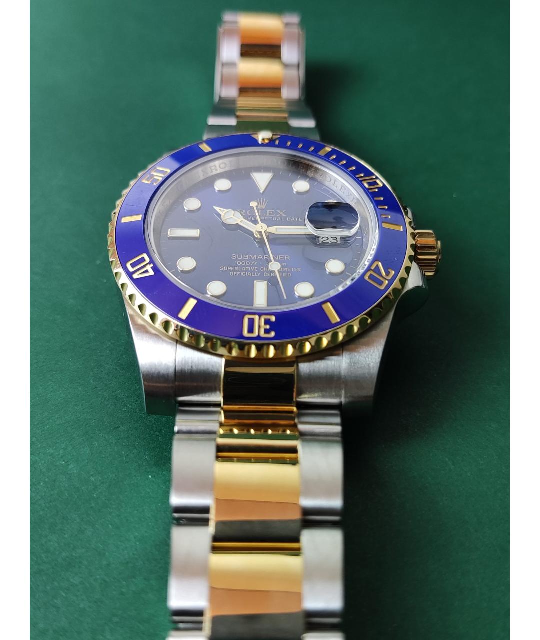 ROLEX Темно-синие часы из желтого золота, фото 4