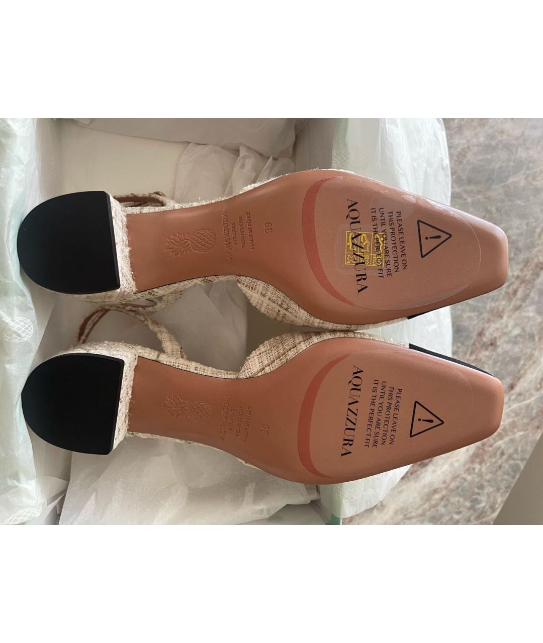 AQUAZZURA Бежевые текстильные туфли, фото 4