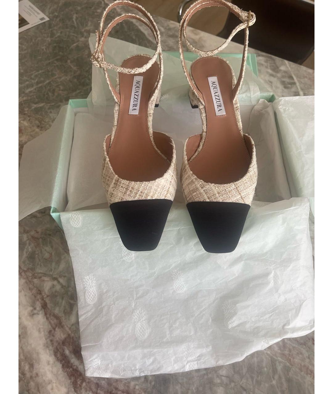 AQUAZZURA Бежевые текстильные туфли, фото 3