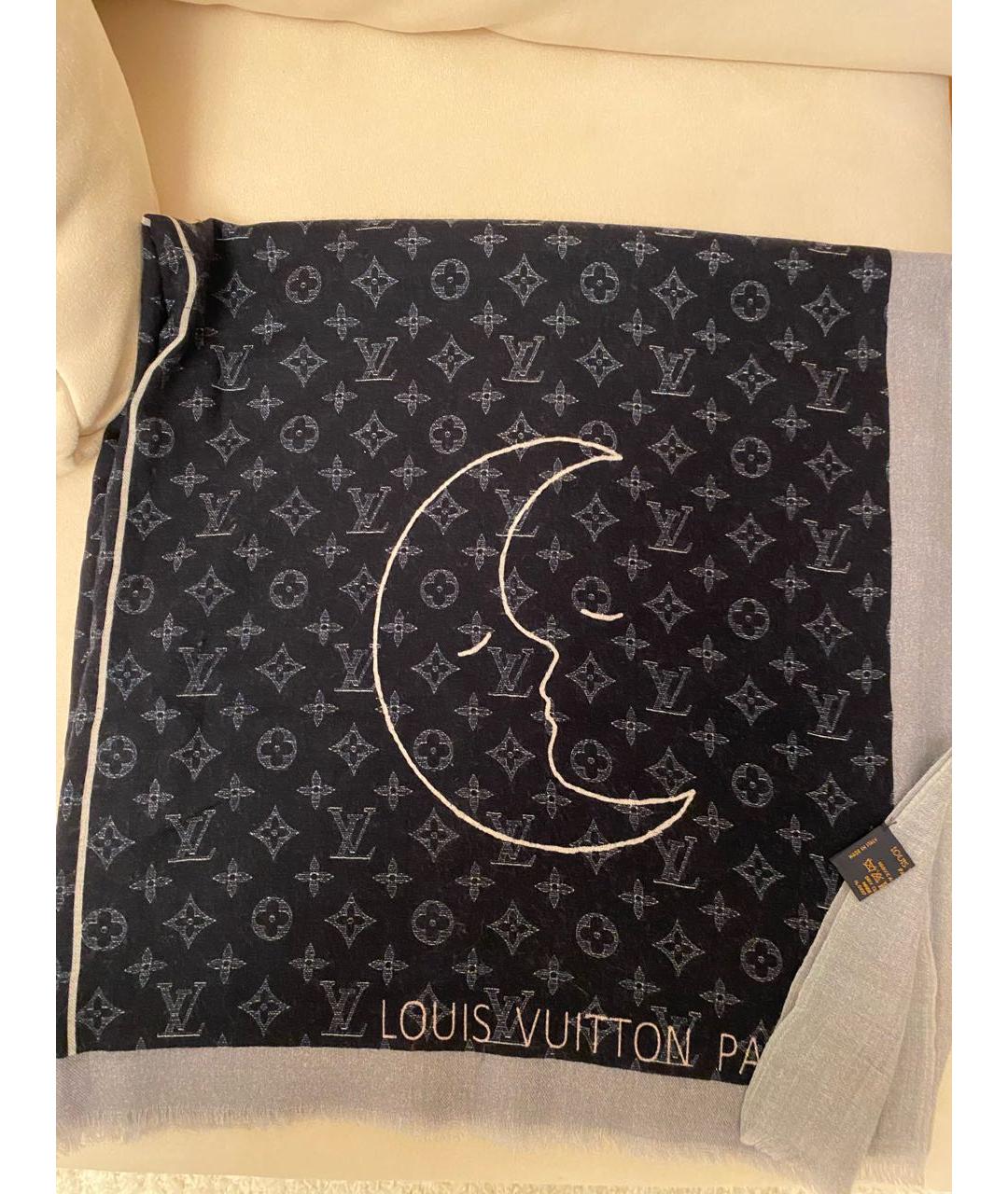LOUIS VUITTON Синий кашемировый шарф, фото 5