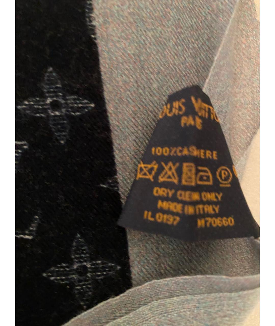 LOUIS VUITTON Синий кашемировый шарф, фото 3