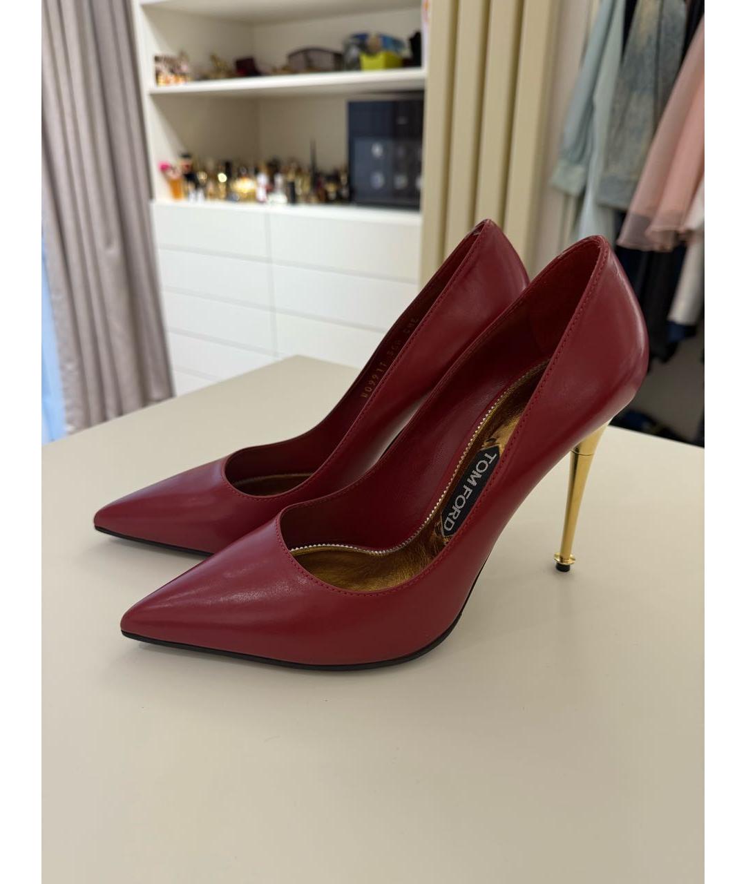 TOM FORD Бордовые кожаные туфли, фото 2