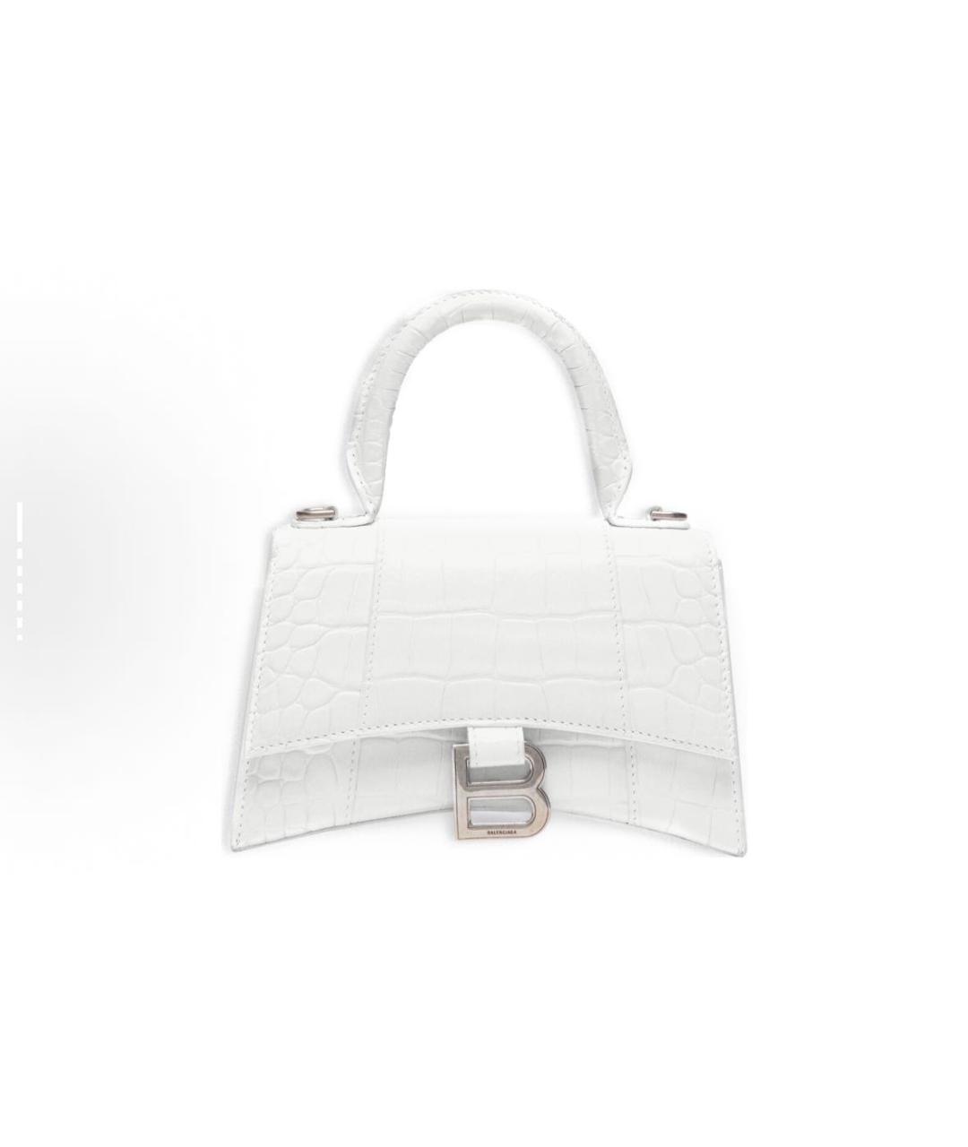 BALENCIAGA Белая кожаная сумка с короткими ручками, фото 5