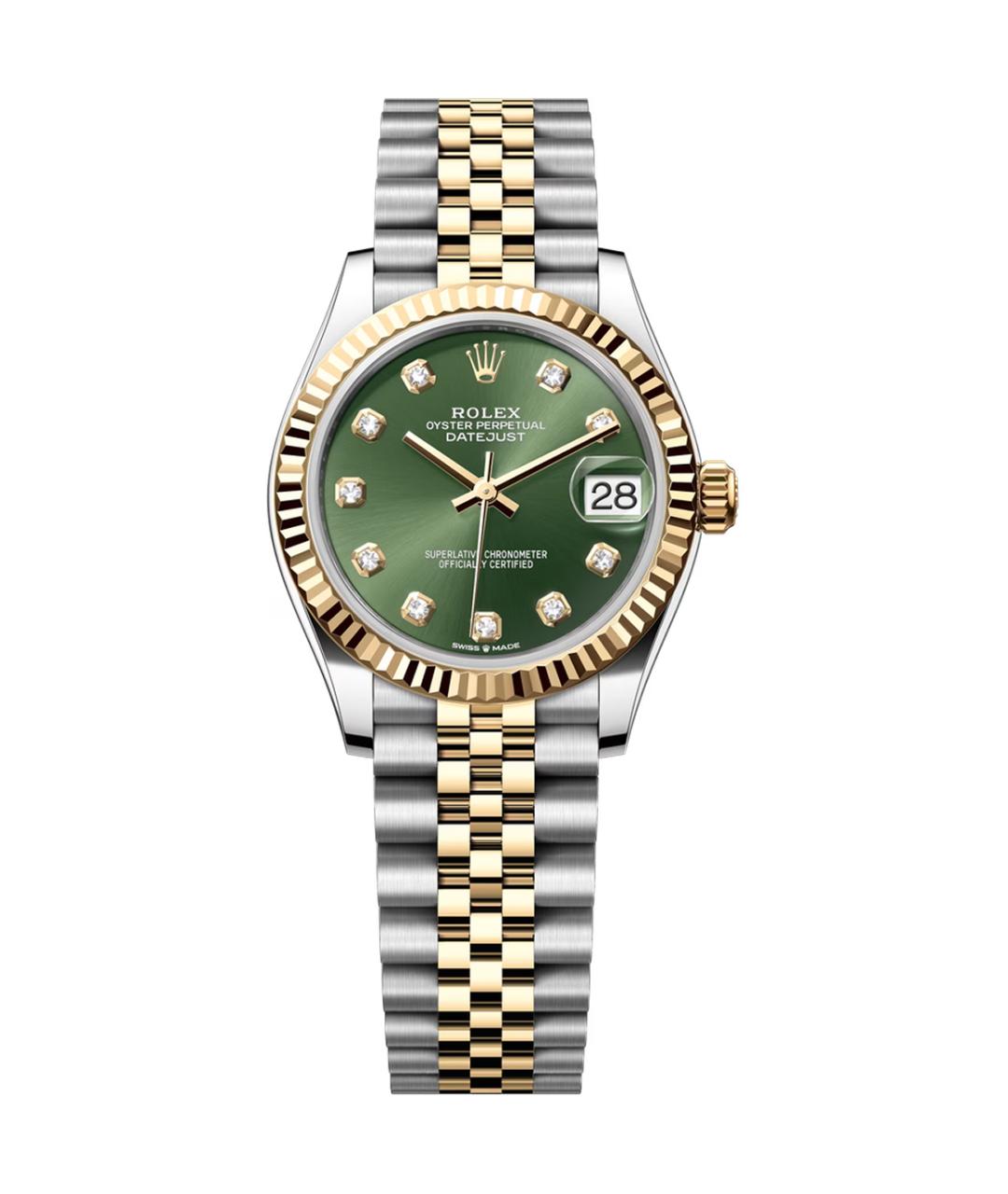 ROLEX Зеленые часы из желтого золота, фото 1