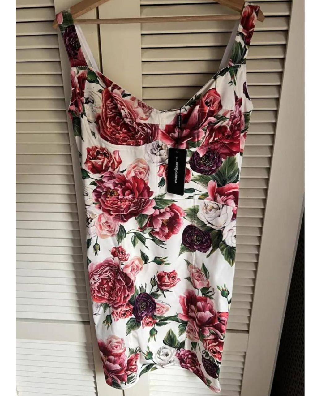 DOLCE&GABBANA Белое шелковое коктейльное платье, фото 6