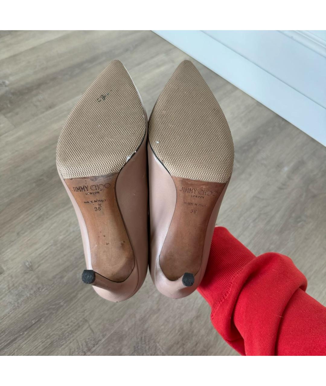 JIMMY CHOO Бежевые кожаные туфли, фото 5