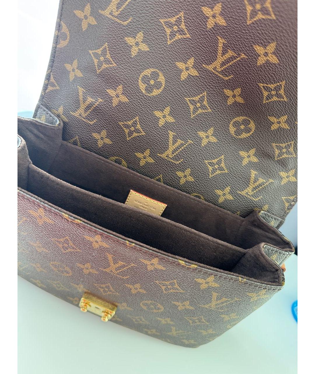 LOUIS VUITTON Коричневая кожаная сумка через плечо, фото 4