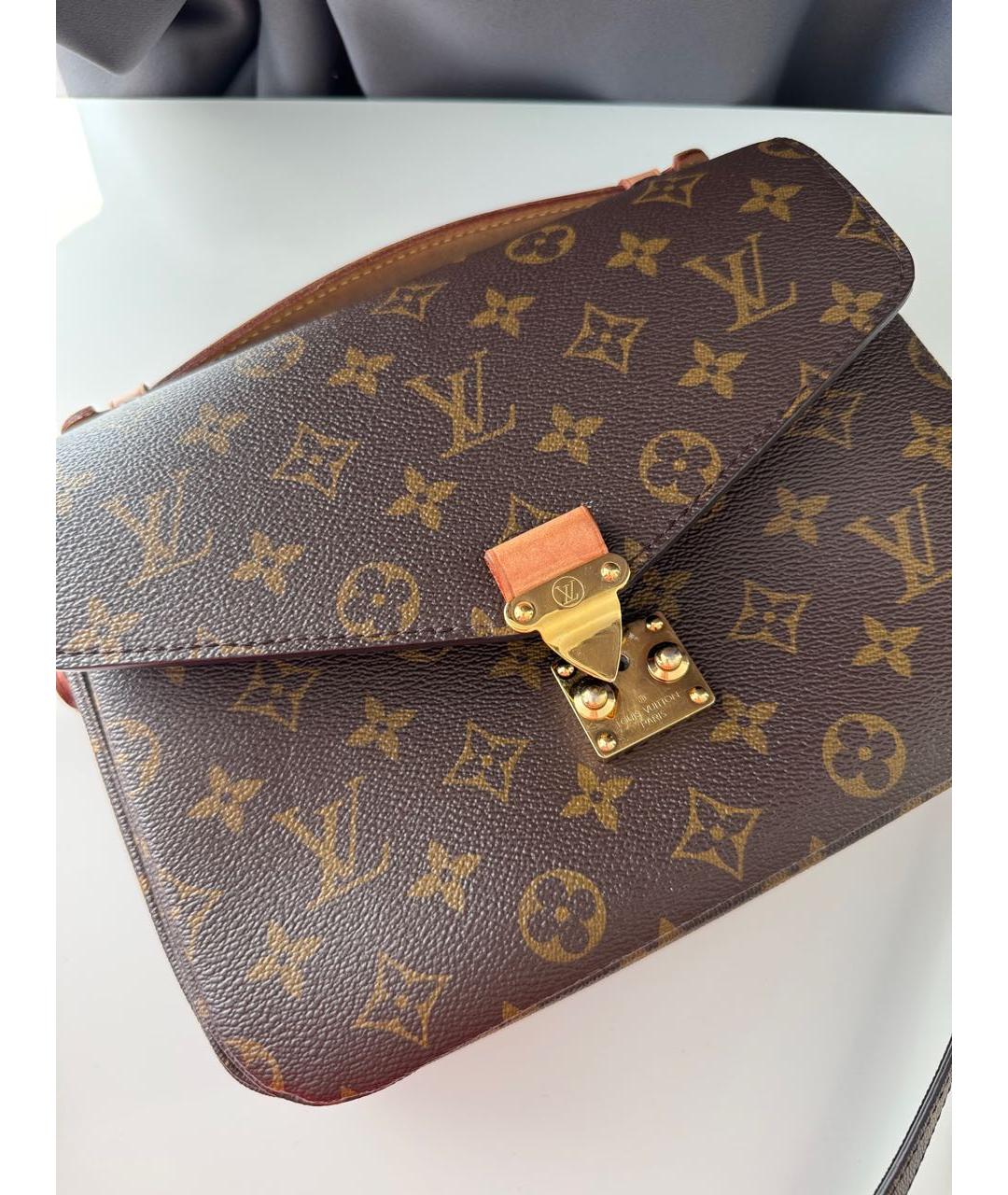 LOUIS VUITTON Коричневая кожаная сумка через плечо, фото 2