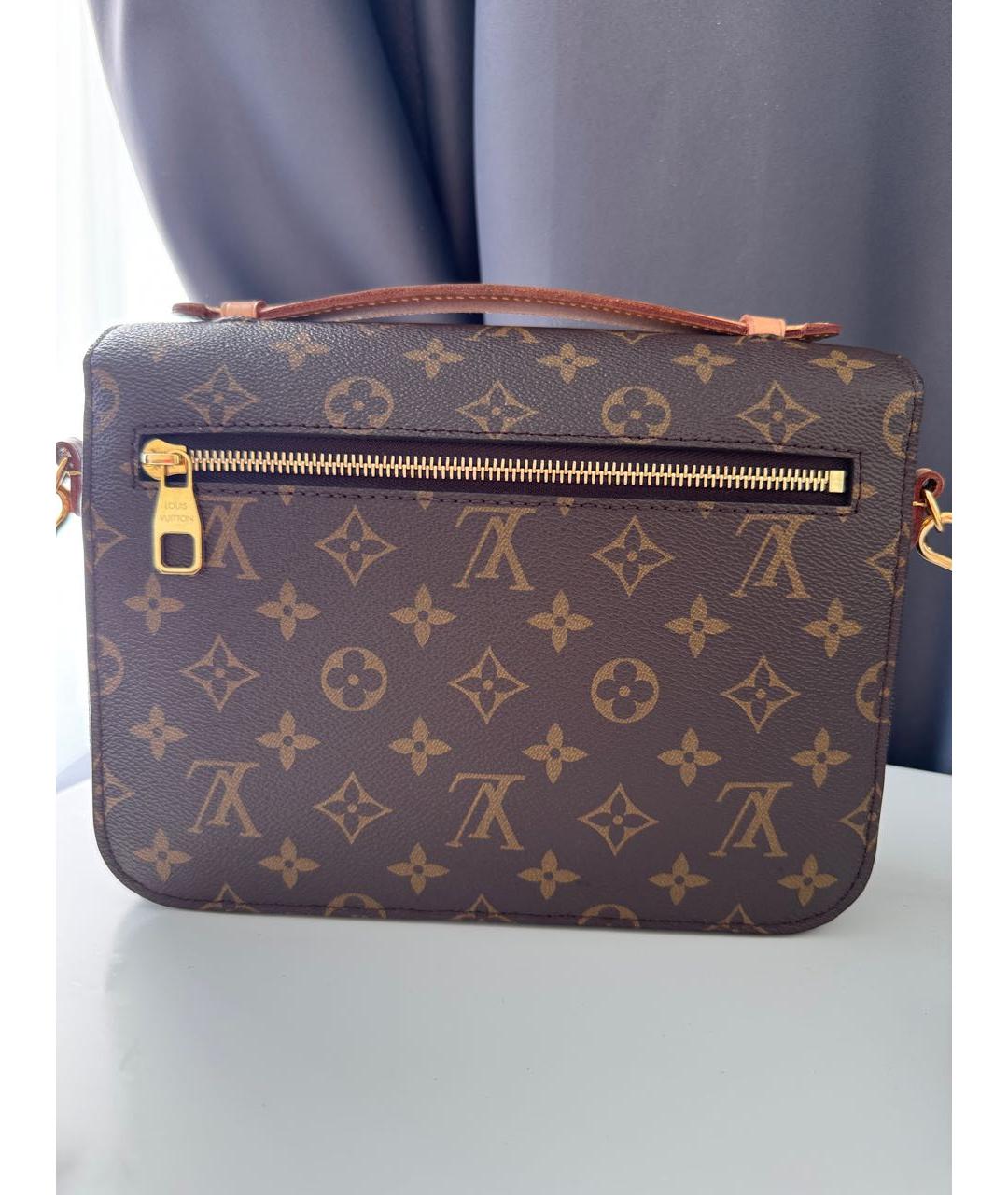 LOUIS VUITTON Коричневая кожаная сумка через плечо, фото 3
