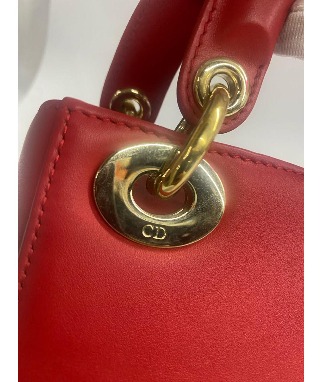 CHRISTIAN DIOR Красная кожаная сумка с короткими ручками, фото 6