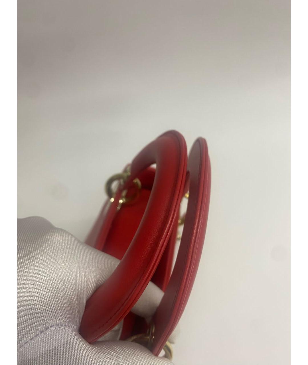 CHRISTIAN DIOR Красная кожаная сумка с короткими ручками, фото 8