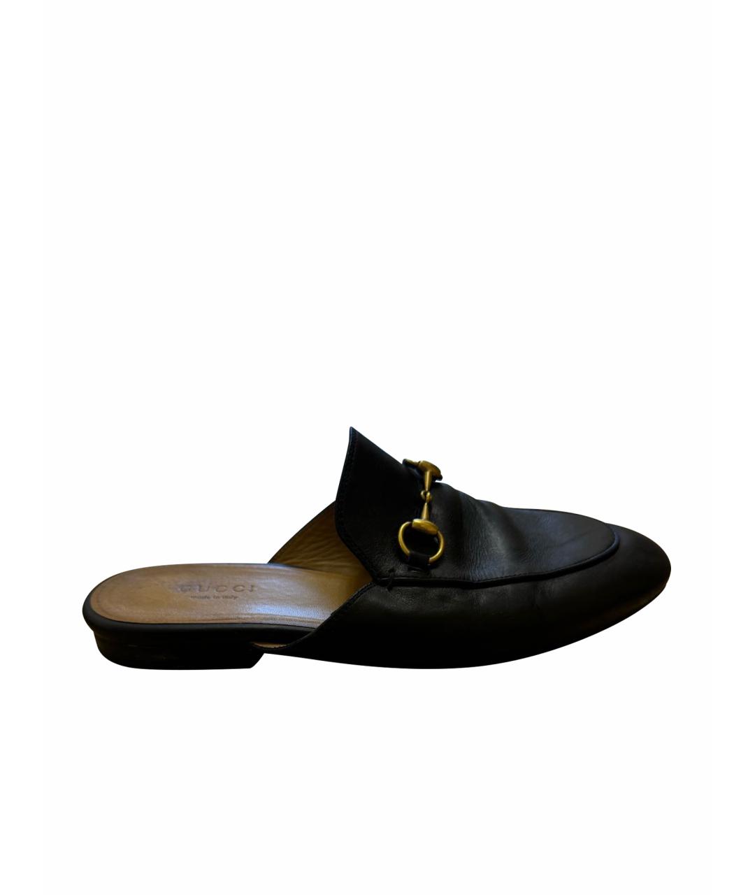 GUCCI Черные кожаные мюли, фото 1