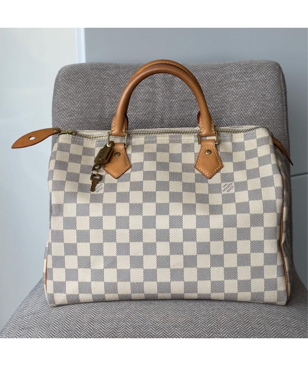 LOUIS VUITTON Белая кожаная сумка с короткими ручками, фото 5