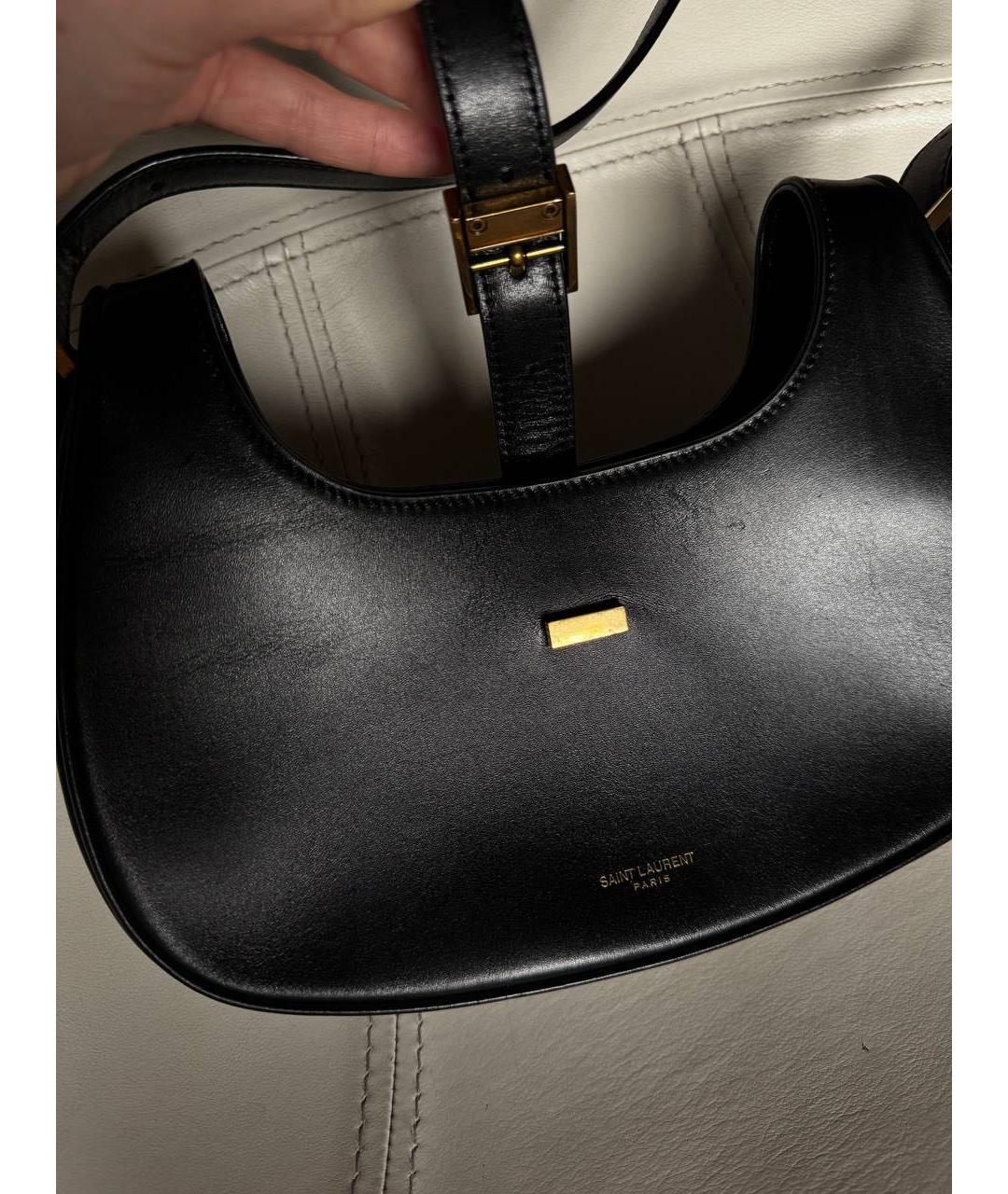 SAINT LAURENT Черная кожаная сумка с короткими ручками, фото 4