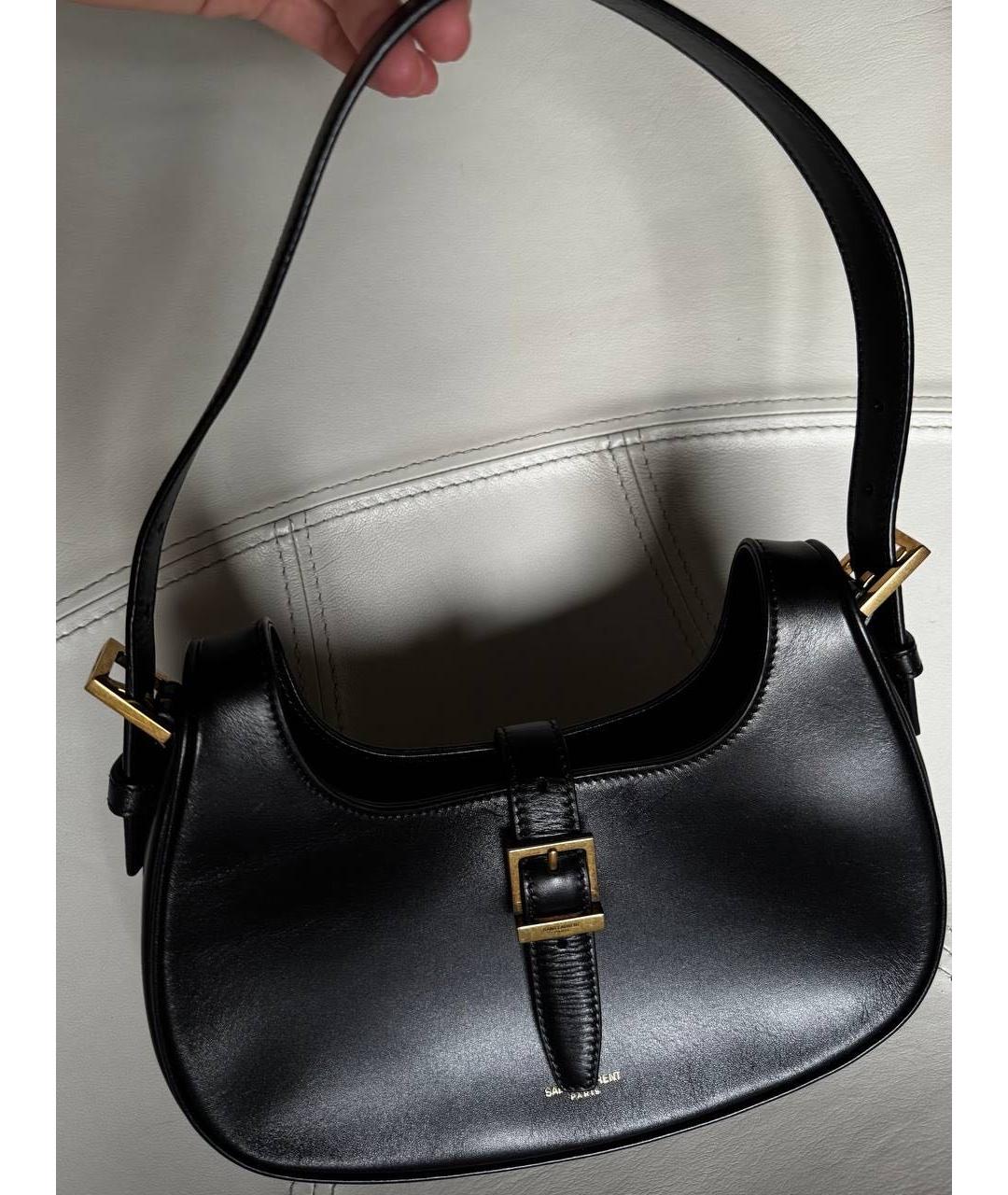 SAINT LAURENT Черная кожаная сумка с короткими ручками, фото 6