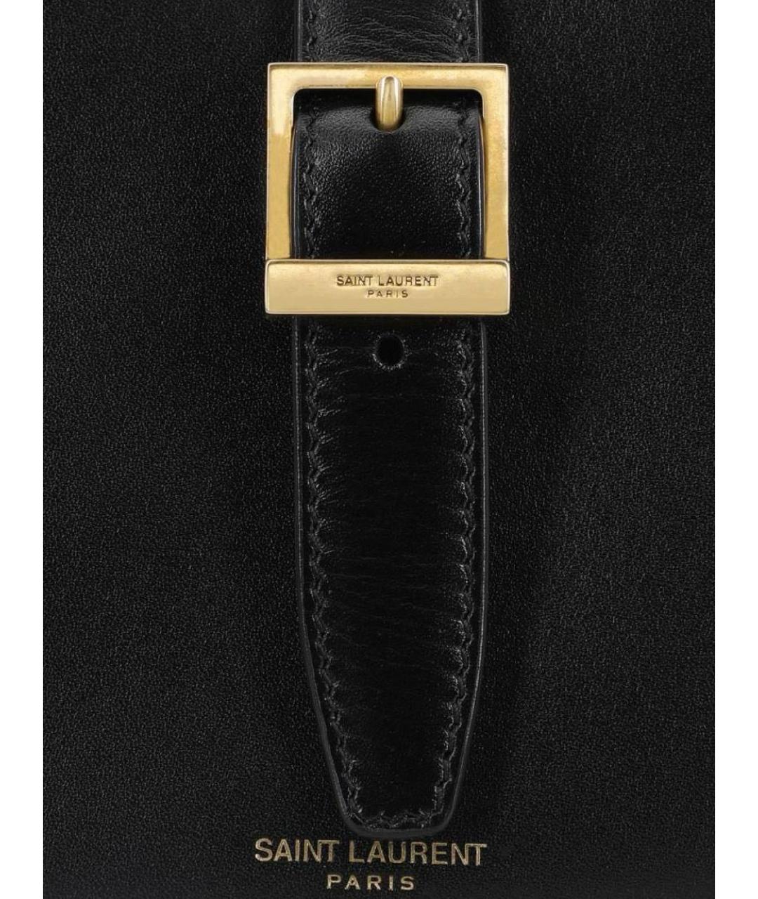 SAINT LAURENT Черная кожаная сумка с короткими ручками, фото 5