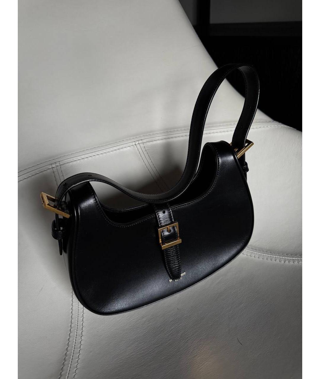 SAINT LAURENT Черная кожаная сумка с короткими ручками, фото 2