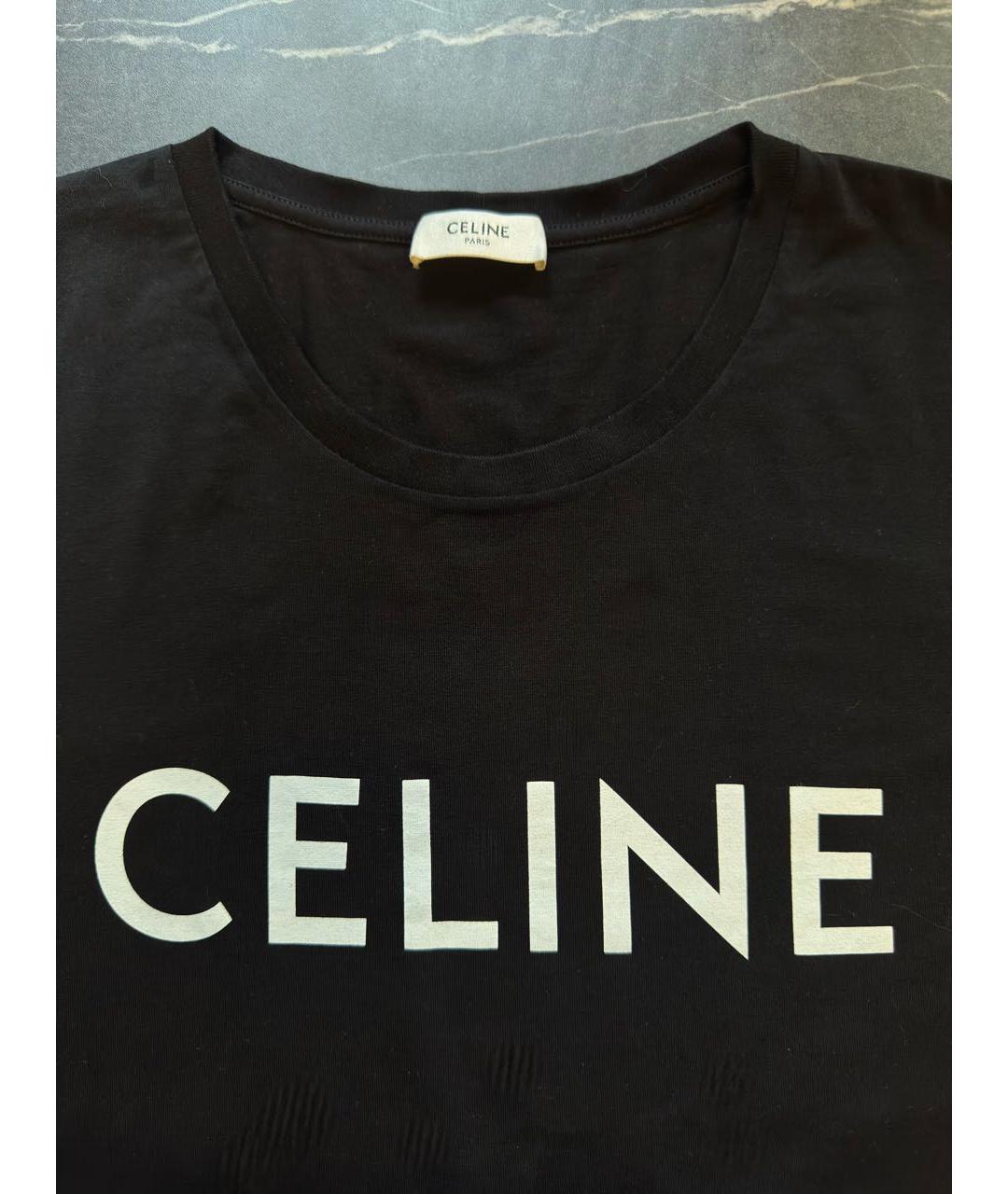 CELINE Черная хлопковая футболка, фото 2