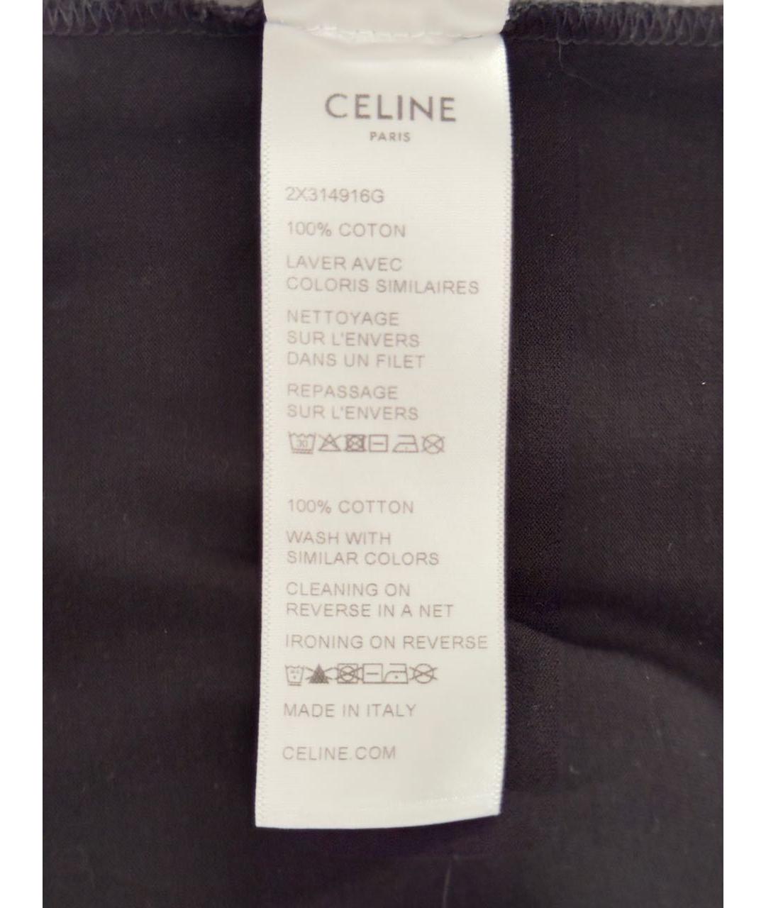 CELINE Черная хлопковая футболка, фото 3