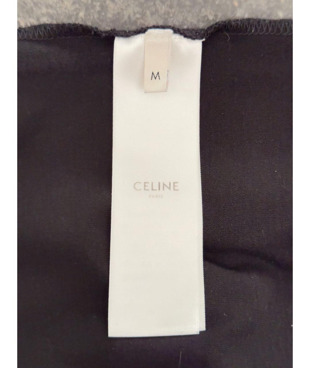 CELINE Черная хлопковая футболка, фото 4