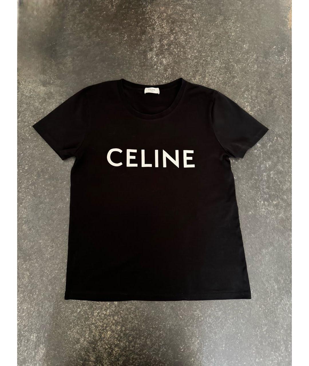 CELINE Черная хлопковая футболка, фото 7