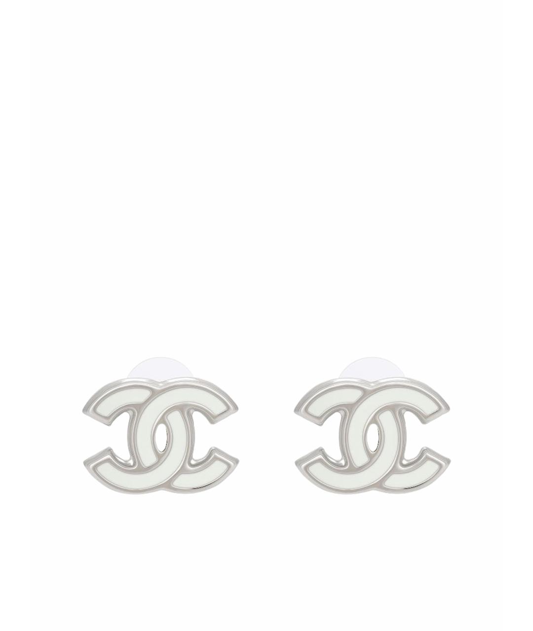 CHANEL Белые металлические серьги, фото 1