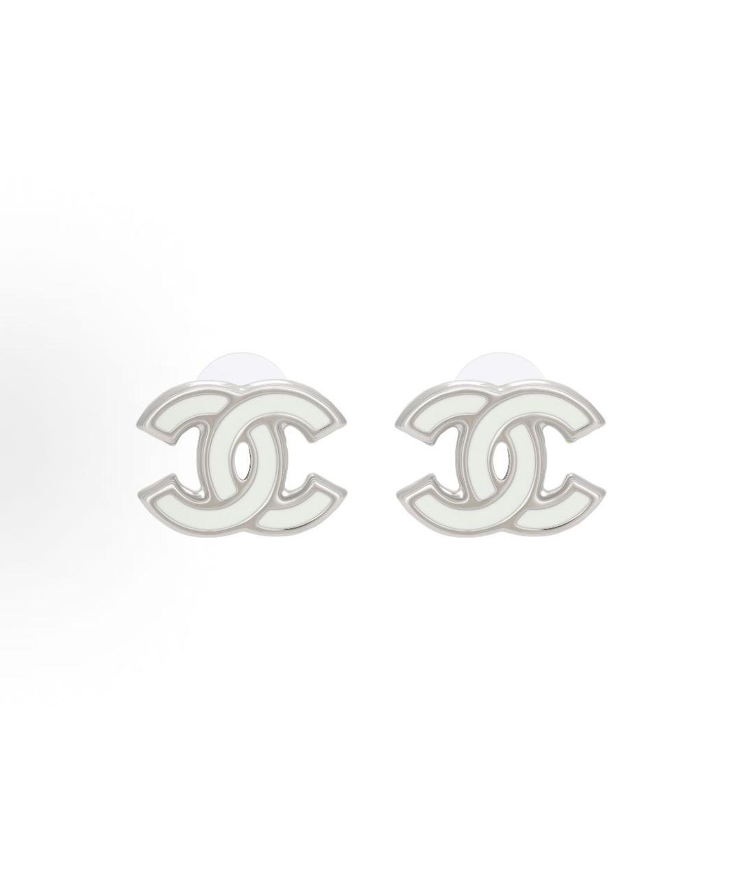 CHANEL Белые металлические серьги, фото 5