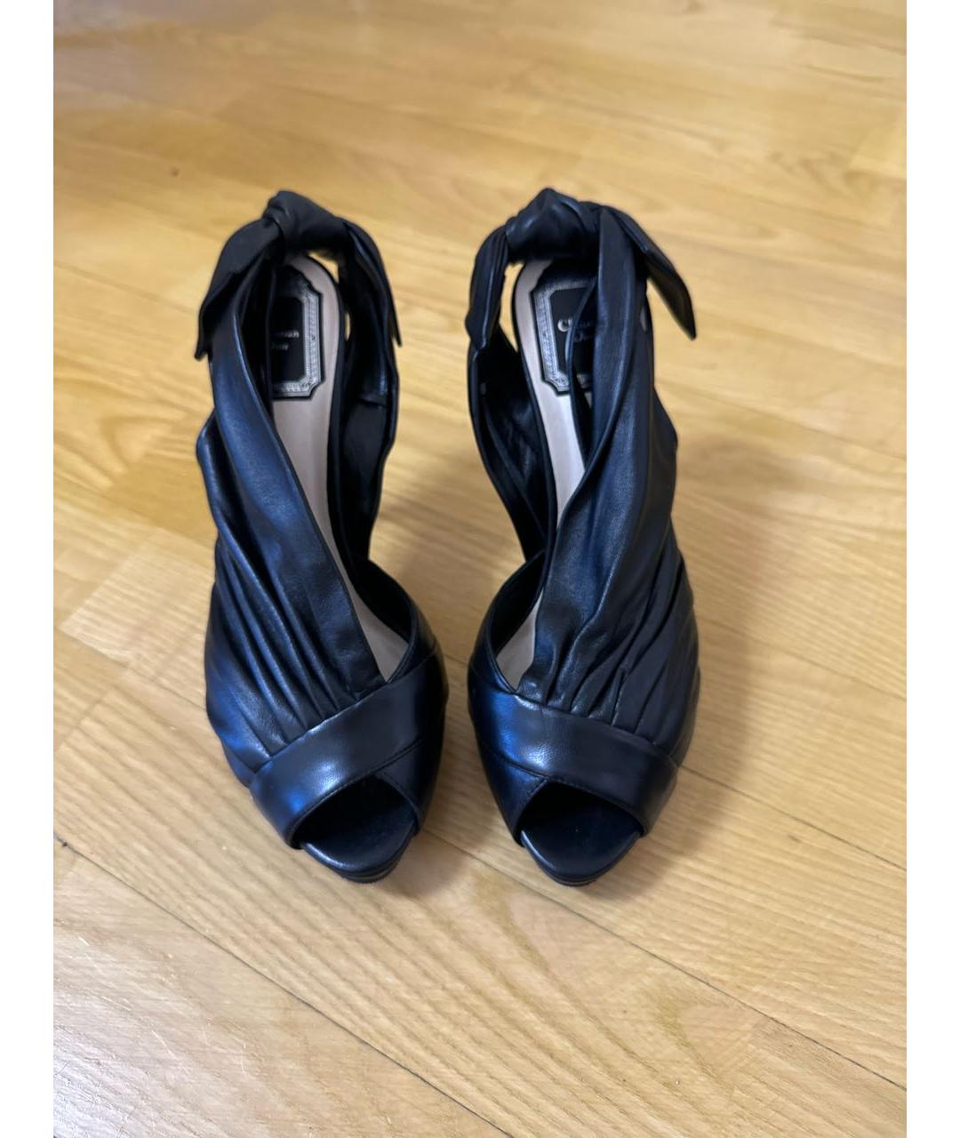 CHRISTIAN DIOR Черные кожаные босоножки, фото 2