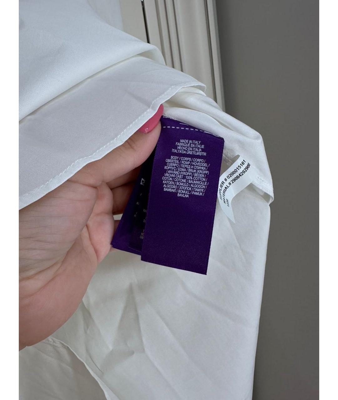 RALPH LAUREN PURPLE LABEL Белое хлопковое повседневное платье, фото 5