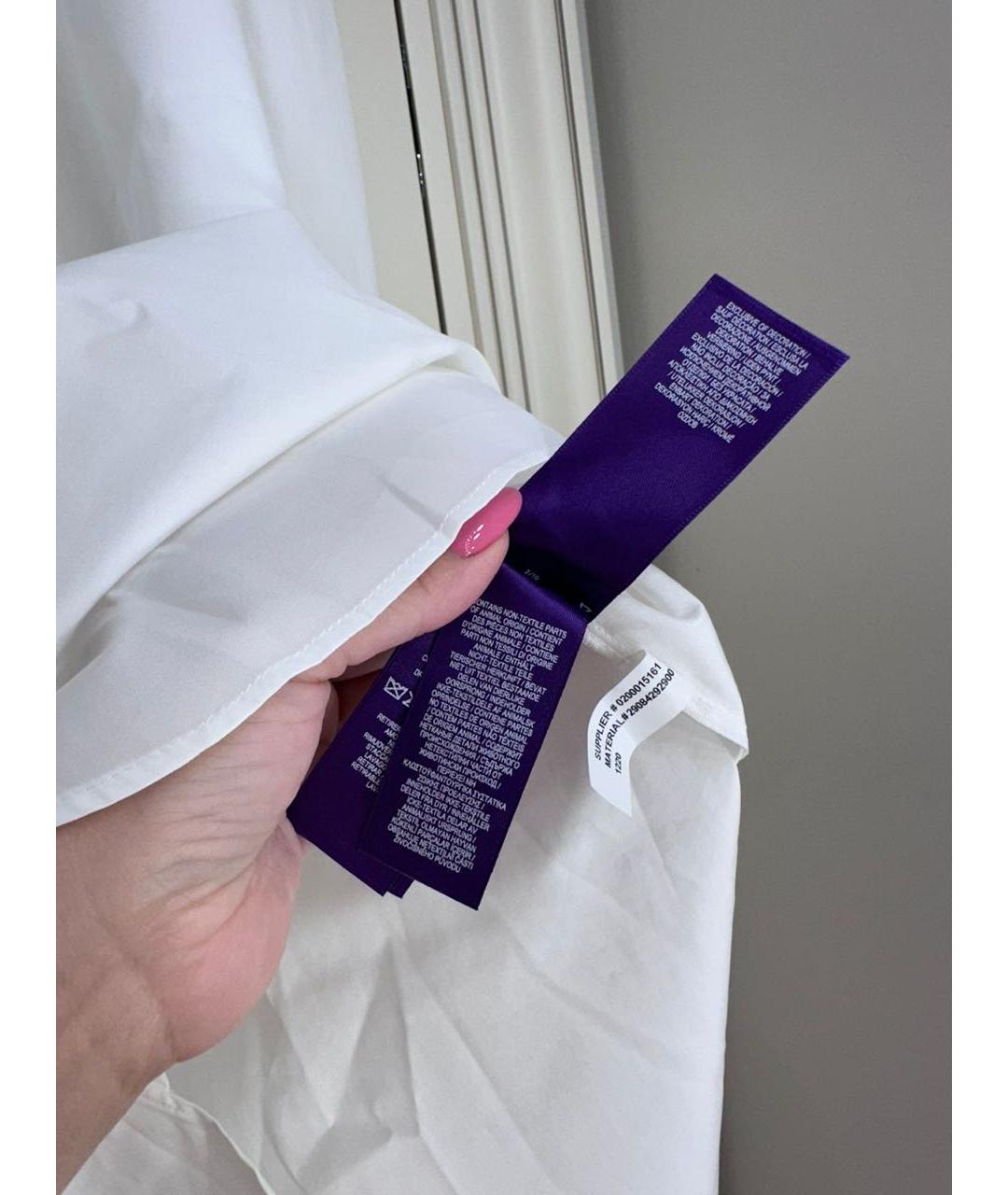 RALPH LAUREN PURPLE LABEL Белое хлопковое повседневное платье, фото 4