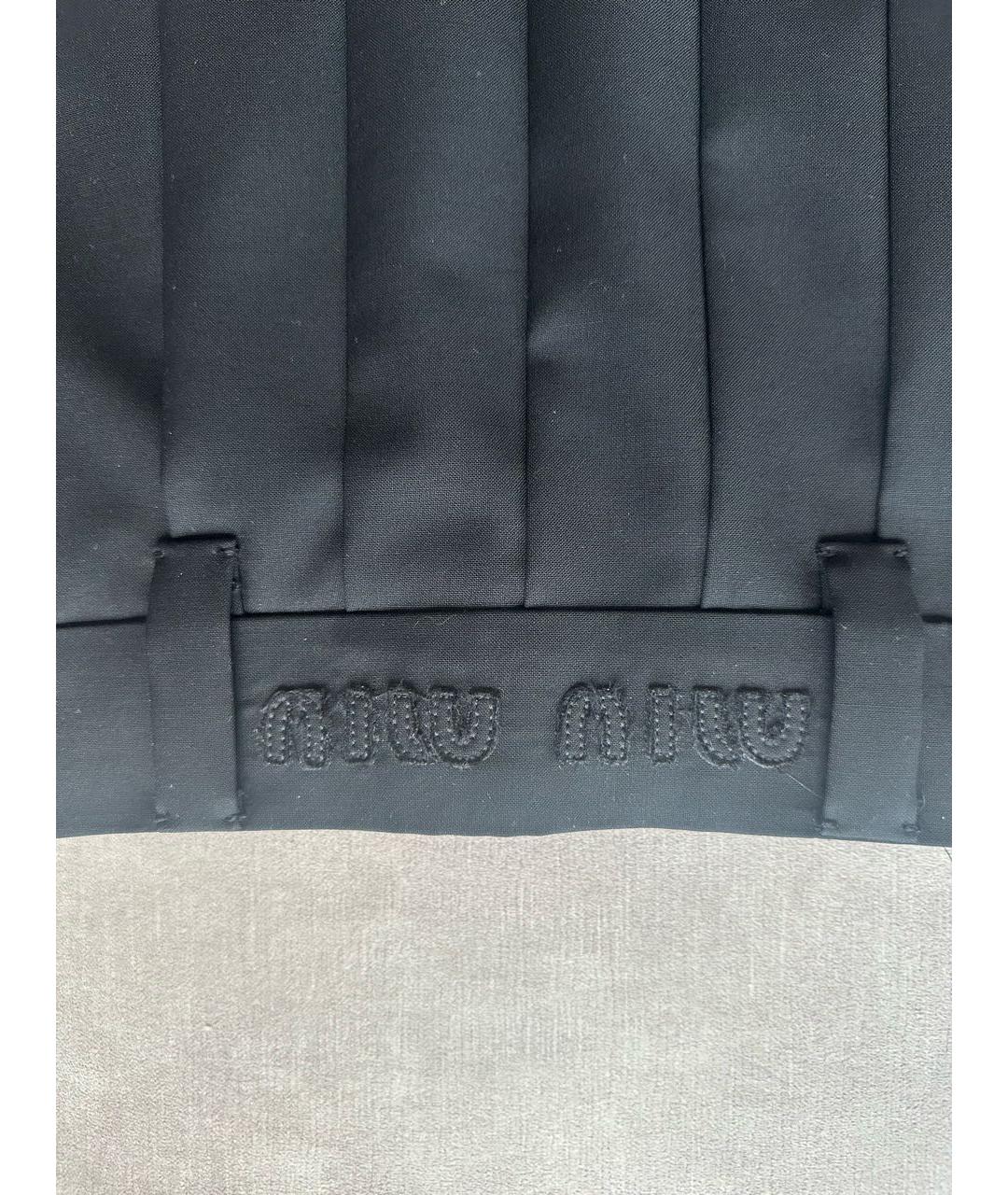 MIU MIU Черная шерстяная юбка мини, фото 3